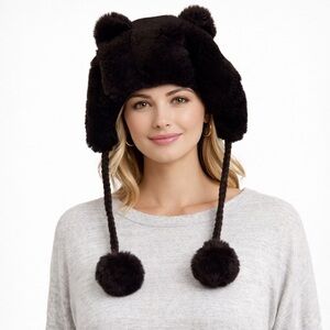 Resolute Cozy Faux Fur Bear ears & Pom-Pom Hat‎